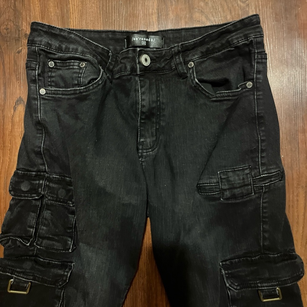 Serenade Men's Black Paint-Splash Skinny Jeans with Washed Gray Hem & Ankle Zipp - Picture 12 of 13